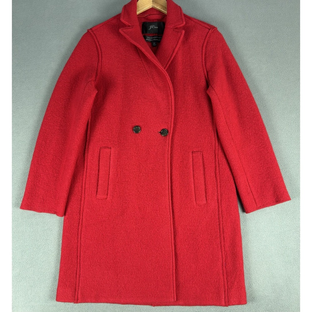 J Crew Pea Coat 6P Red Daphne Italian Boiled Wool Manifattura di Carmignano